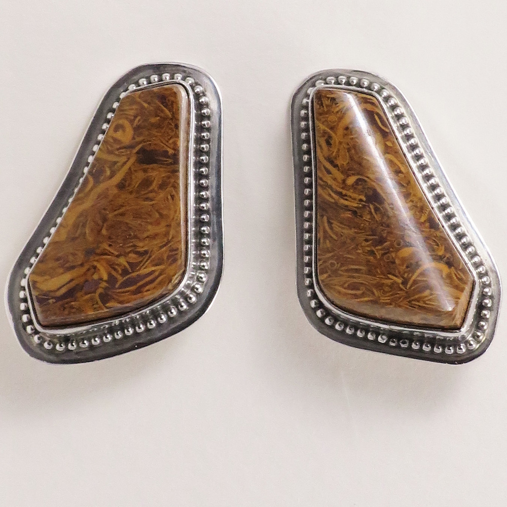 Vintage Southwestern Sterling and Coquina Earrings